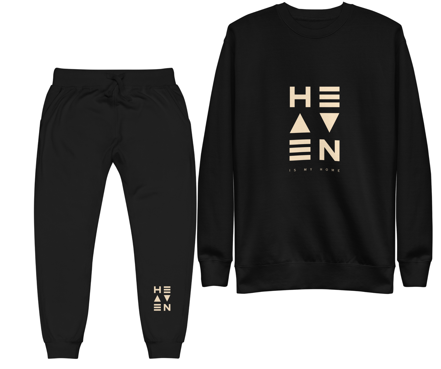 Heaven is My Home - Fleece Sweatshirt & Sweatpants (Black)